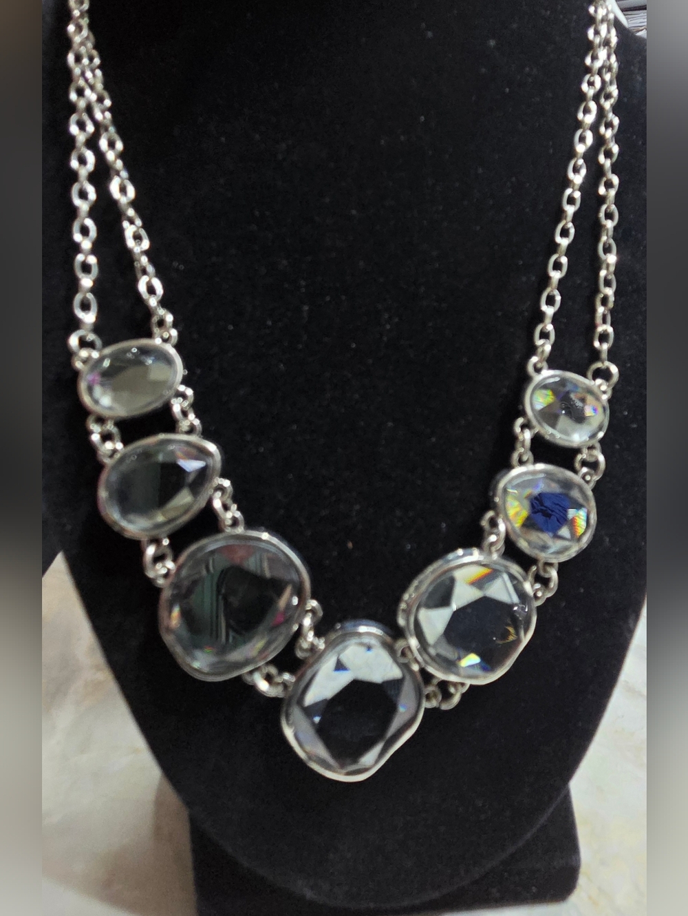 paparazzi Silver-Tone Clear Crystal Statement Necklace